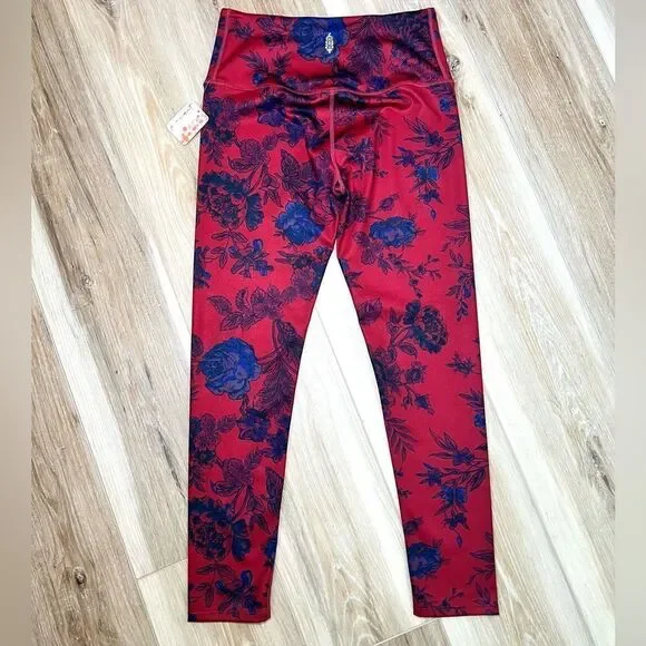 FREE PEOPLE Movement Burgundy Combo Ashford Lose Leggings Size Small - Picture 2 of 8